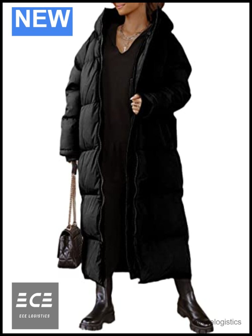 Quilted Hooded Maxi Puffer Jacket Long Sleeve Winter Coat